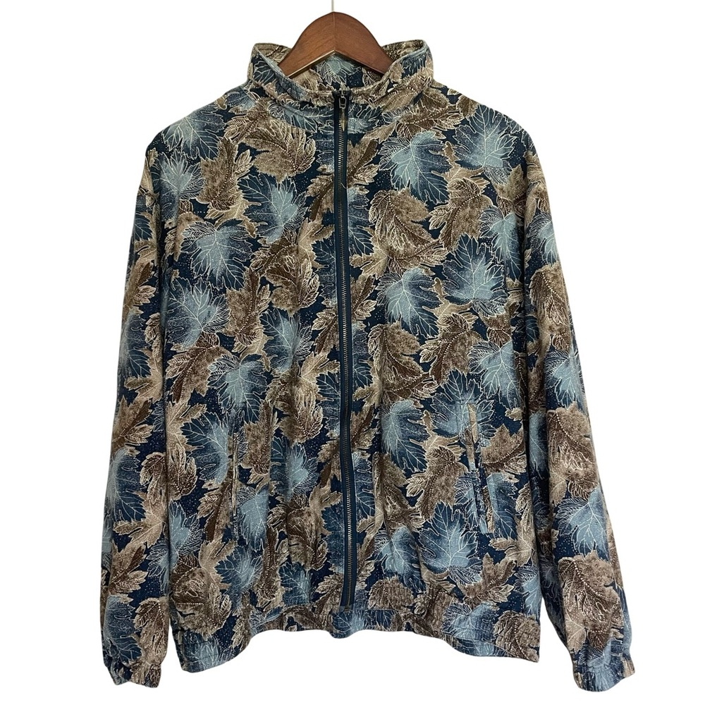 Vital Zone Vintage Women’s 100% Silk Size Large Fall Leaf Full Zip Jacket